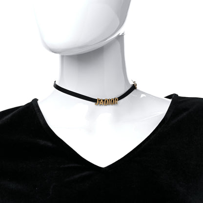 Christian Dior Grosgrain Ribbon J'Adior Logo Choker Necklace Black 2 of 3