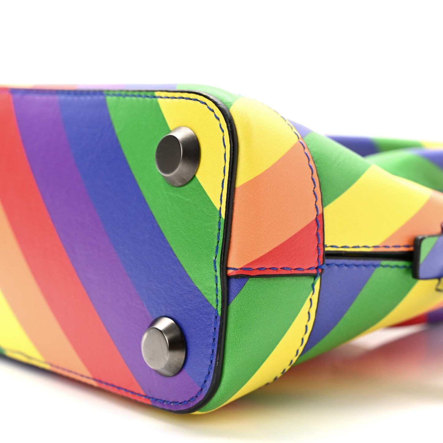 Smooth Calfskin Logo Rainbow XXS Ville Top Handle Bag Multicolor