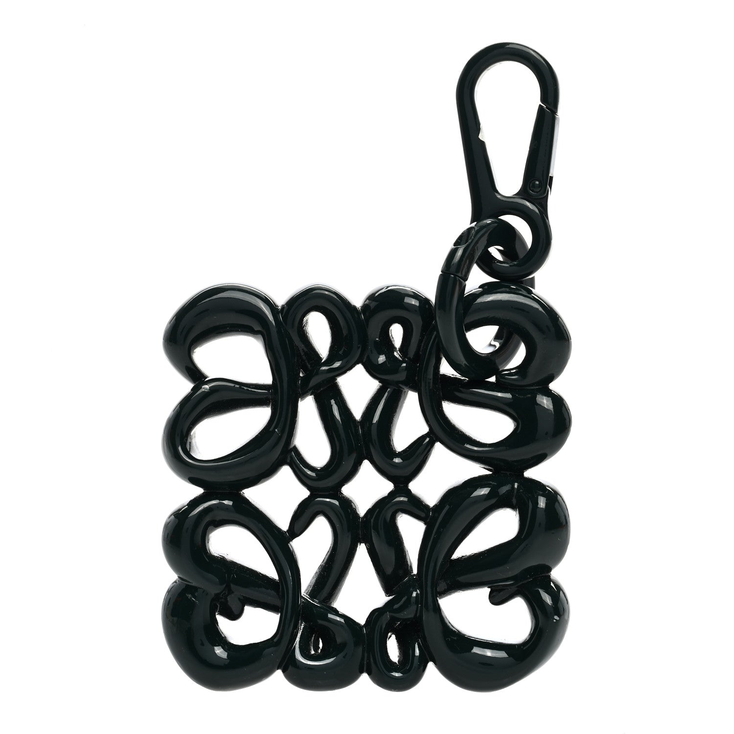 Loewe Varnished Metal Anagram Bag Charm Key Holder Black 1 of 4