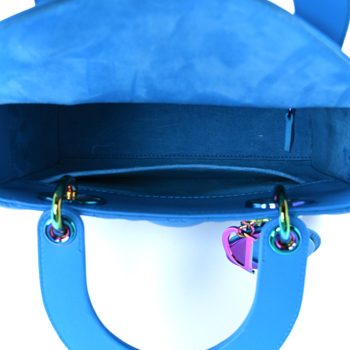 Lambskin Cannage Small Lady Dior Bright Blue
