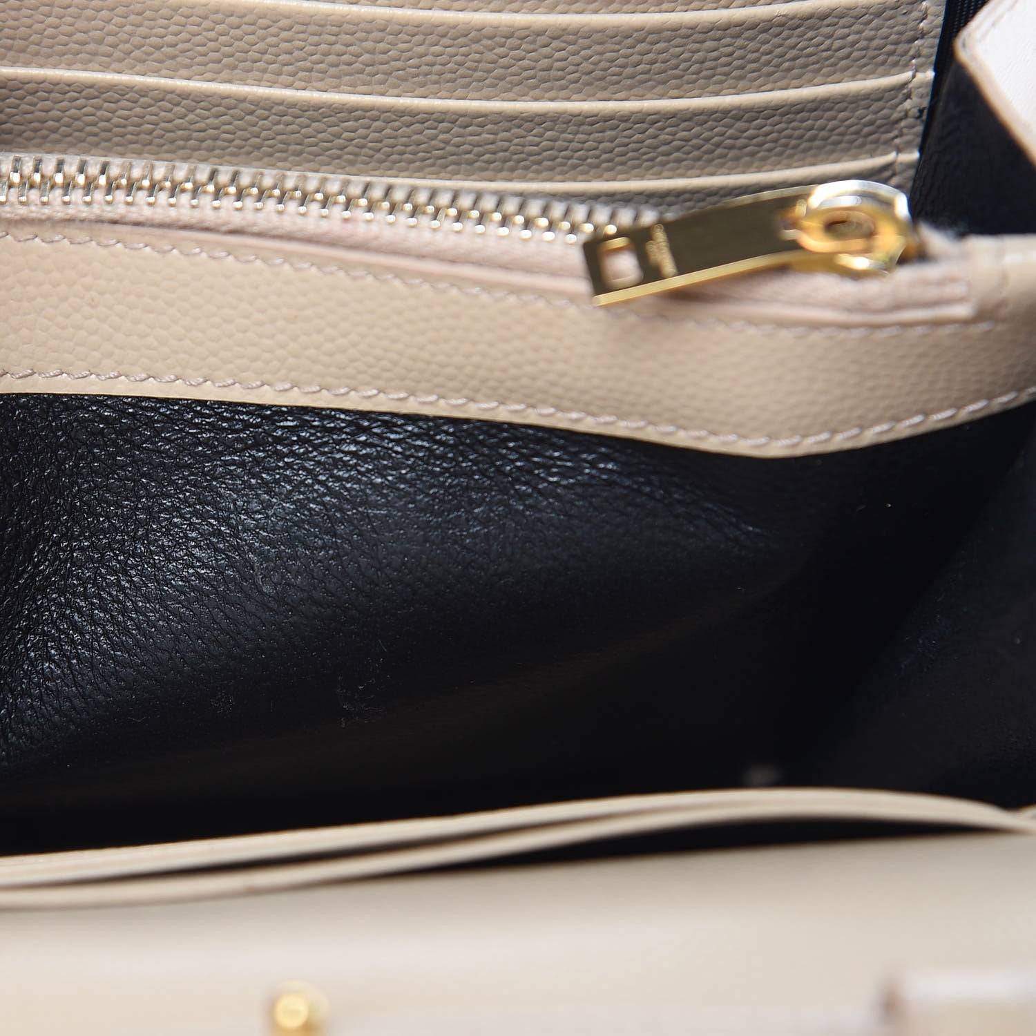 Saint Laurent Grain De Poudre Matelasse Chevron Monogram Chain Wallet Deep Beige 18 of 18
