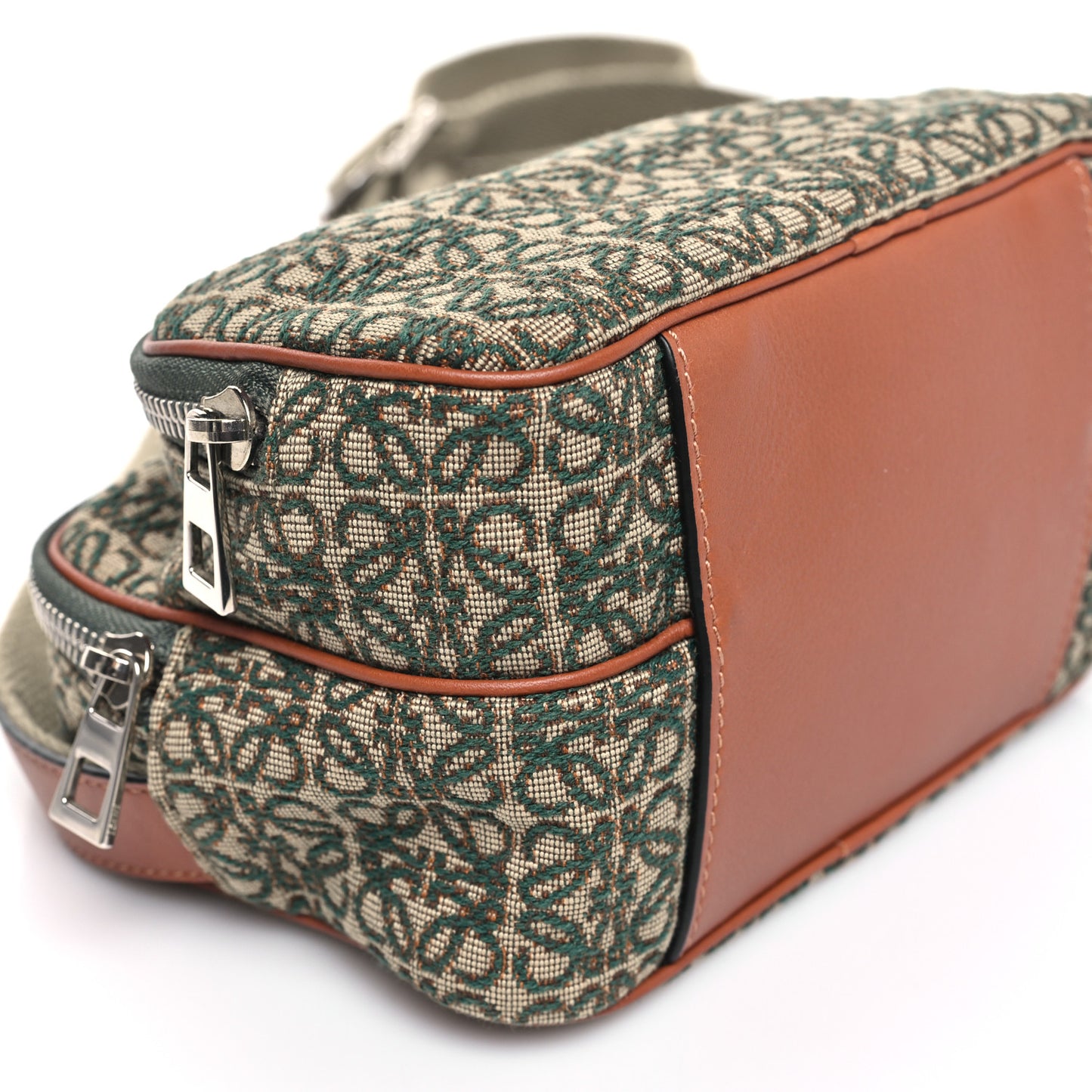 Jacquard Anagram Calfskin Mini Camera Bag Khaki Green Tan