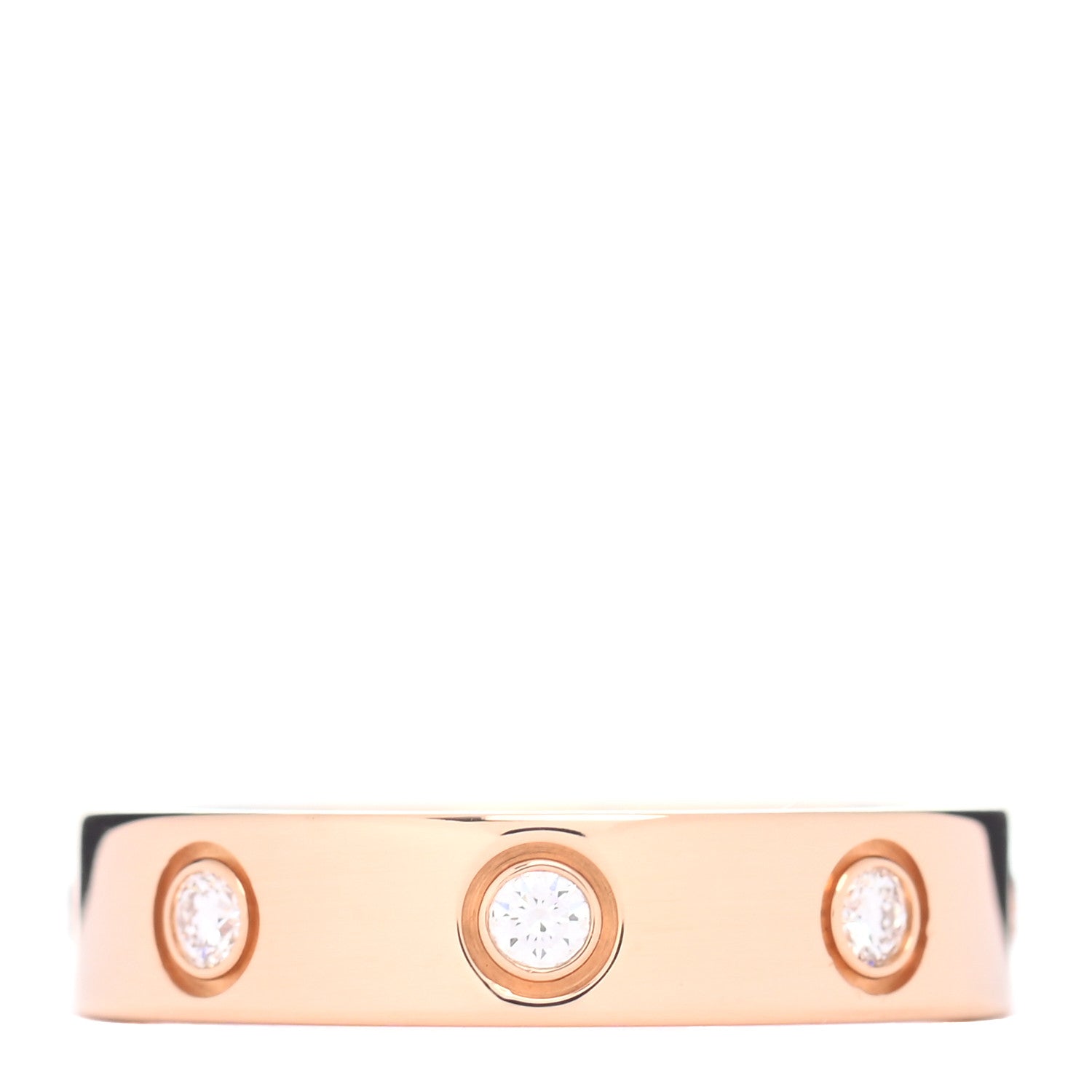 Cartier 18K Pink Gold 8 Diamond 4mm LOVE Wedding Band Ring 47 4 1 of 4