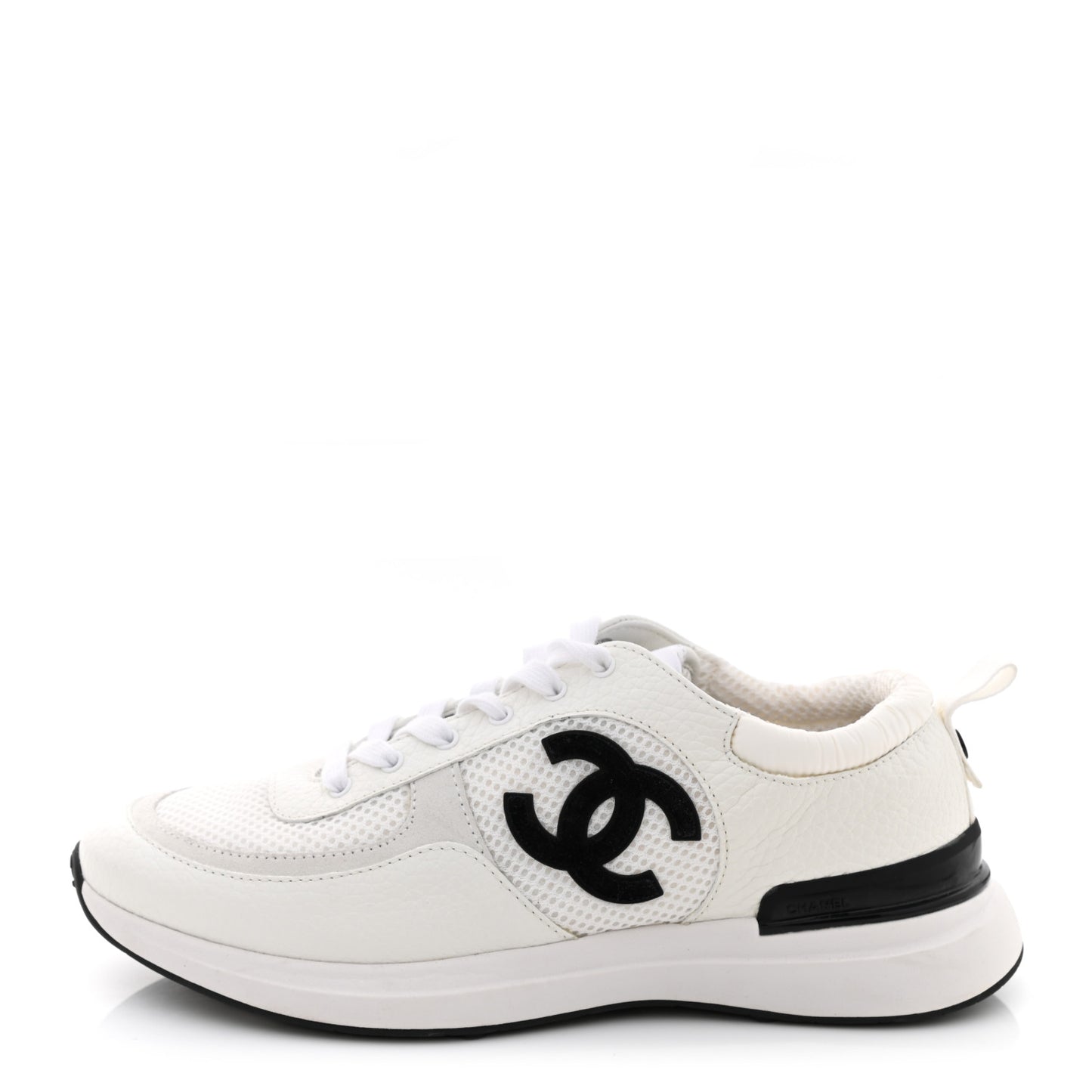 Calfskin Mesh Lycra Suede Womens Logo Sneakers 40 White