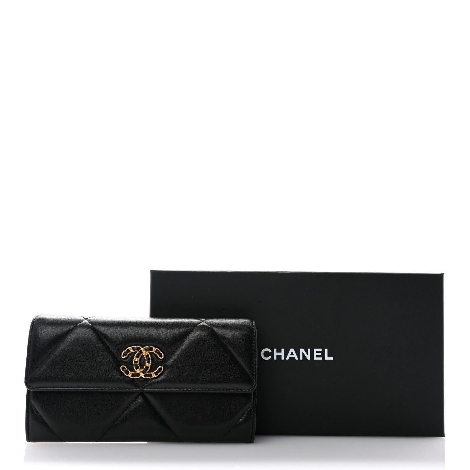 Chanel Lambskin Quilted Chanel 19 Flap Wallet Black 13 of 13