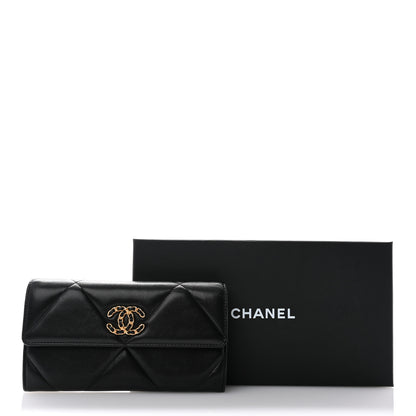 Chanel Lambskin Quilted Chanel 19 Flap Wallet Black 13 of 13