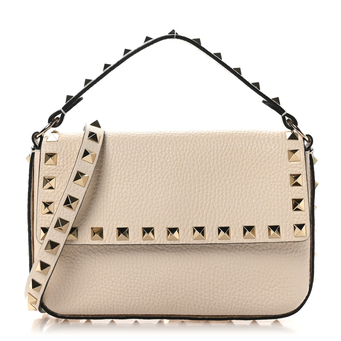 Calfskin Rockstud Crossbody Pouch Light Ivory