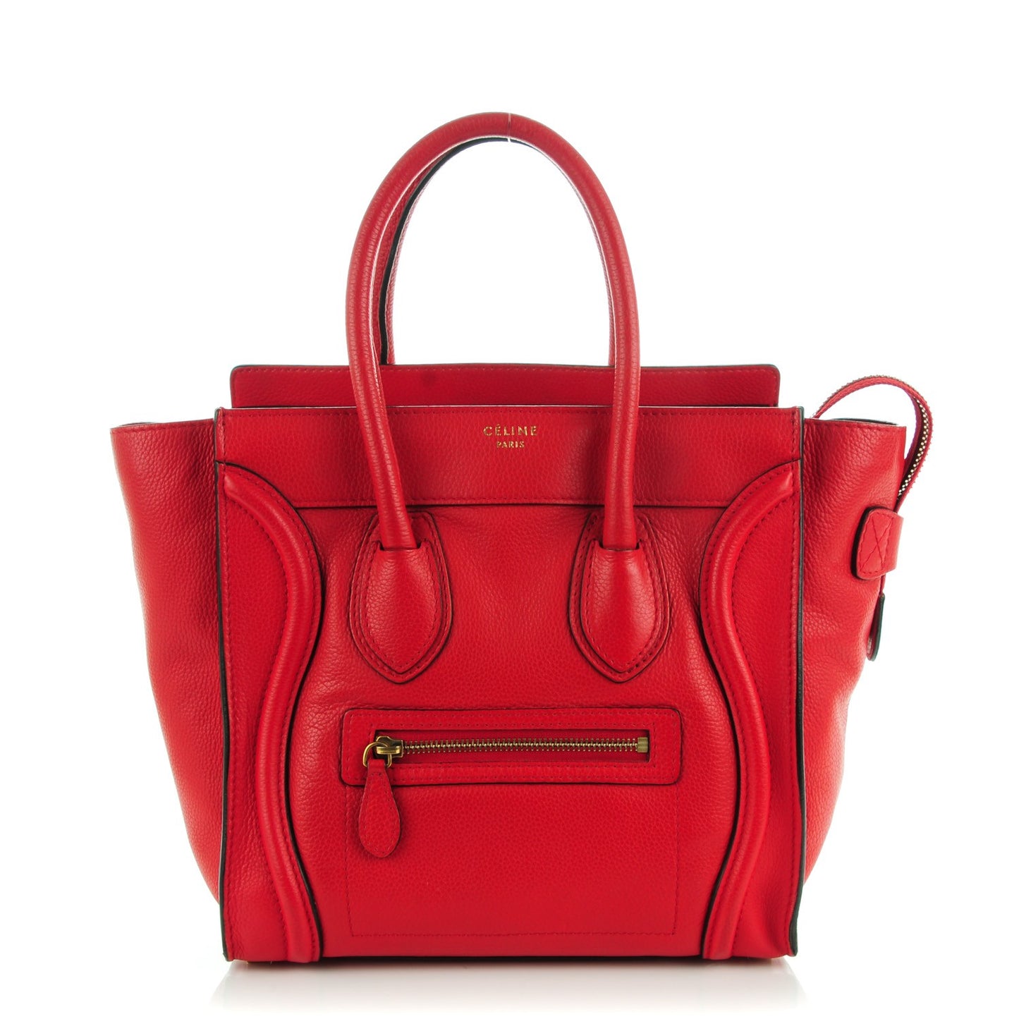 Drummed Calfskin Micro Luggage Coquelicot