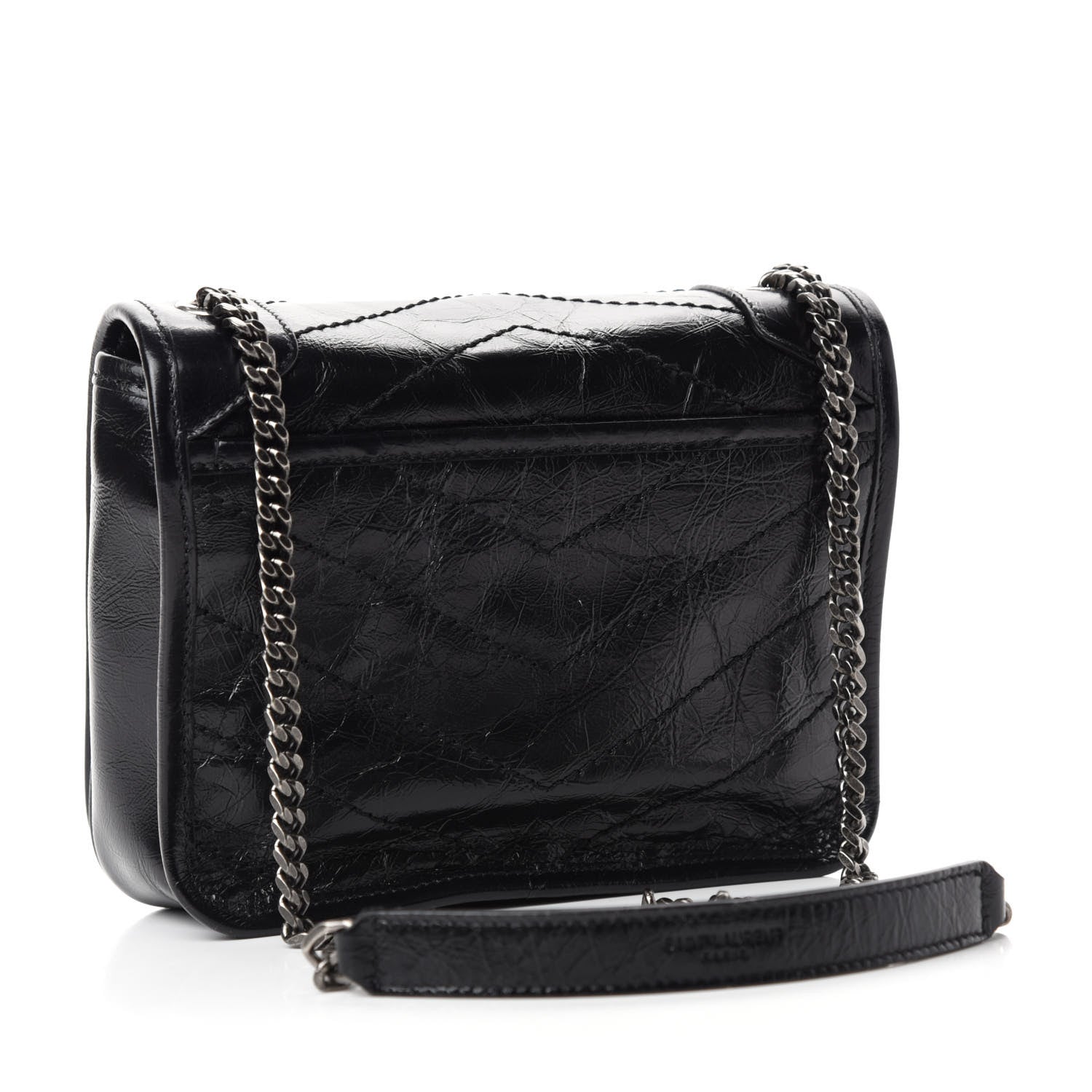 Saint Laurent Crinkled Calfskin Matelasse Monogram Niki Chain Wallet Black 3 of 10