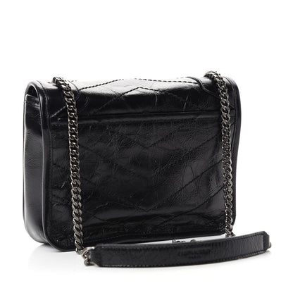 Saint Laurent Crinkled Calfskin Matelasse Monogram Niki Chain Wallet Black 3 of 10