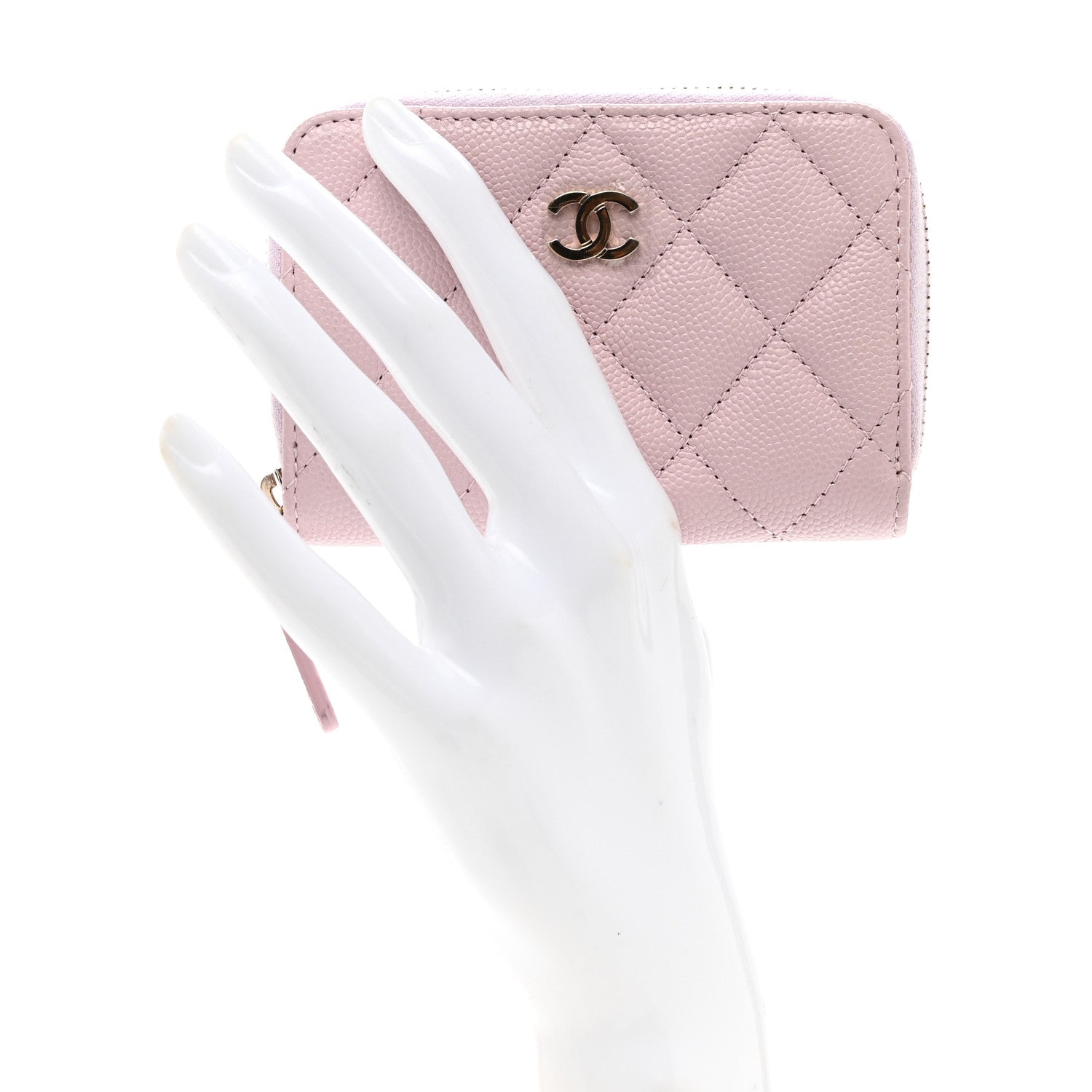 Chanel Caviar Quilted Zip Coin Purse Light Pink 2 of 8