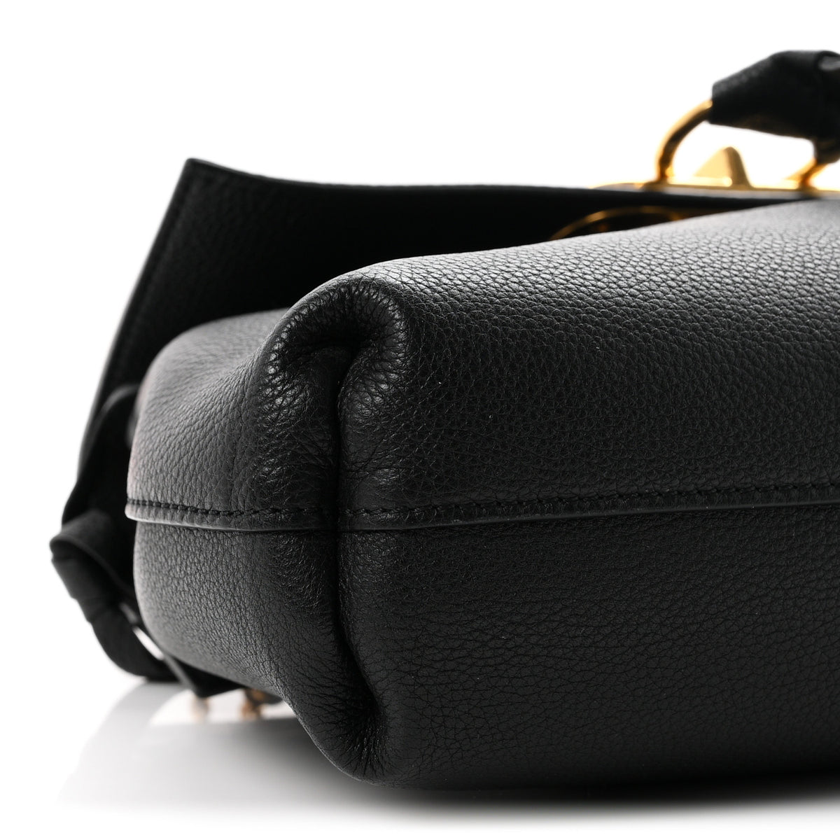 Pebbled Calfskin Small VRing Chain Shoulder Bag Black