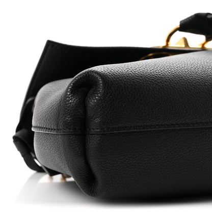 Valentino Garavani Pebbled Calfskin Small VRing Chain Shoulder Bag Black 8 of 9