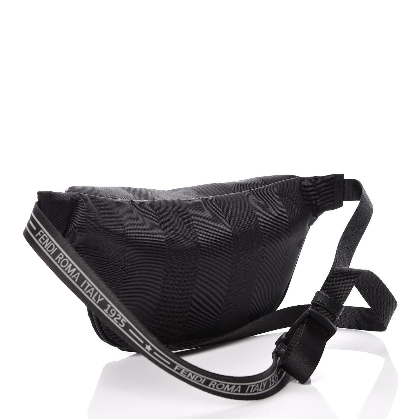 Nylon Vitello Century Pequin Logo Plate Pocket Belt Bag Black