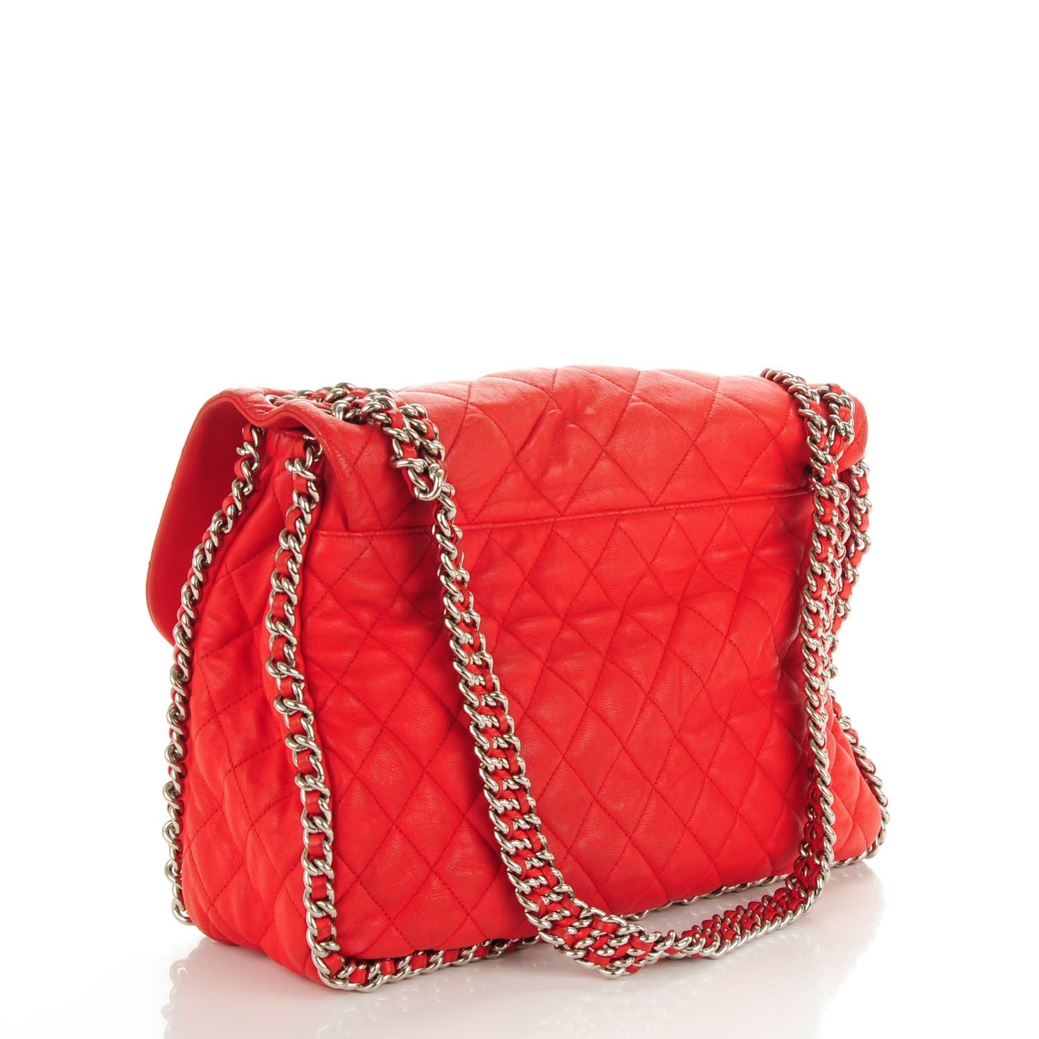 Chanel Washed Lambskin Quilted Maxi Chain Around Flap Red 3 of 7