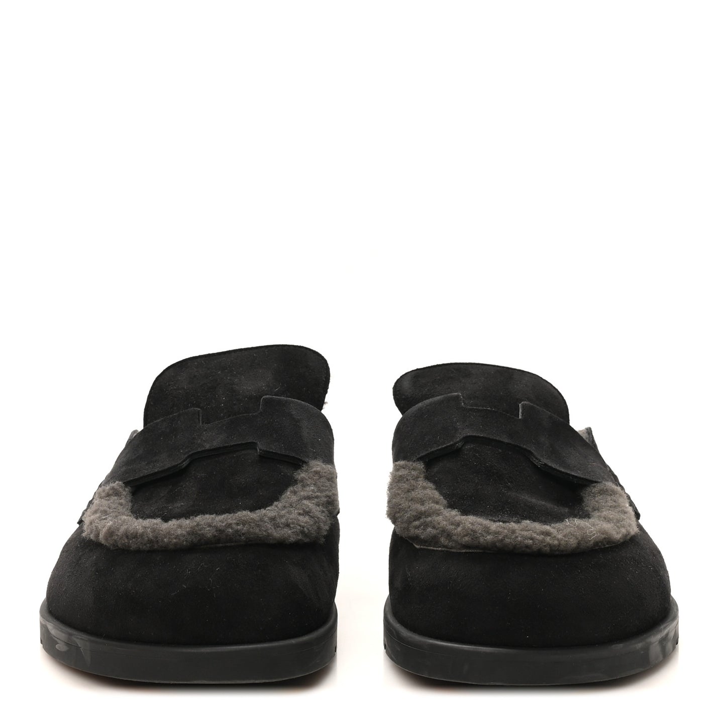 Suede Goatskin Shearling Mens Go Mules 43.5 Black