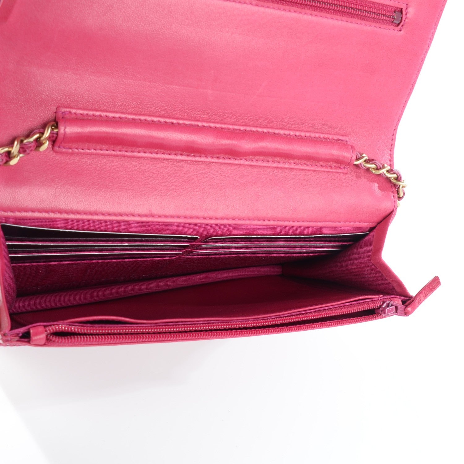 Chanel Caviar Timeless CC Wallet on Chain WOC Dark Fuchsia 9 of 18