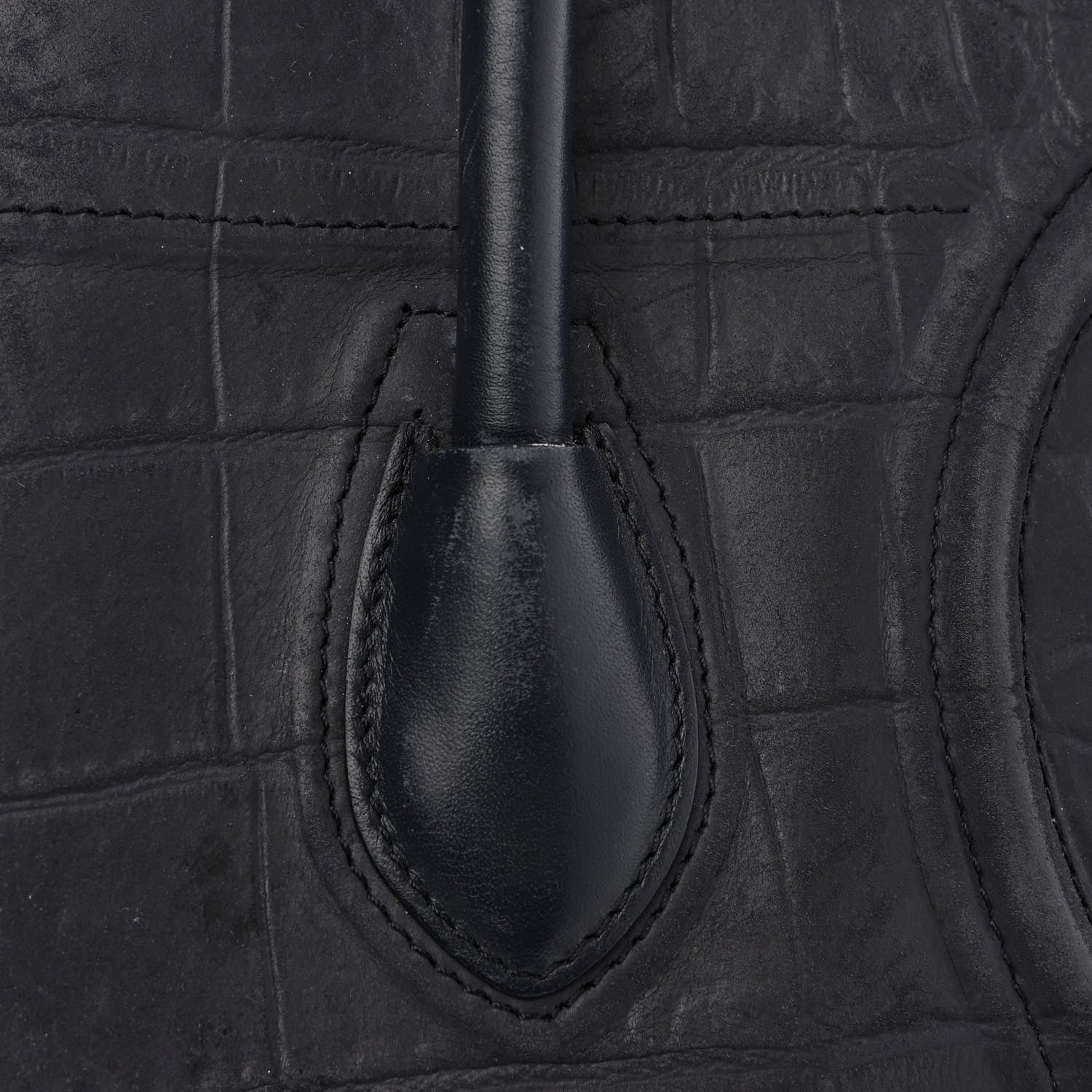 Celine Crocodile Embossed Calfskin Medium Phantom Luggage Navy Blue 13 of 16