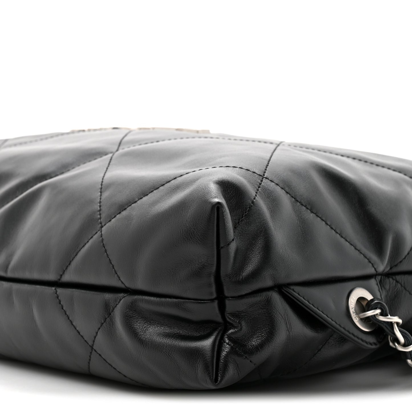 Shiny Calfskin Quilted Chanel 22 Backpack Black