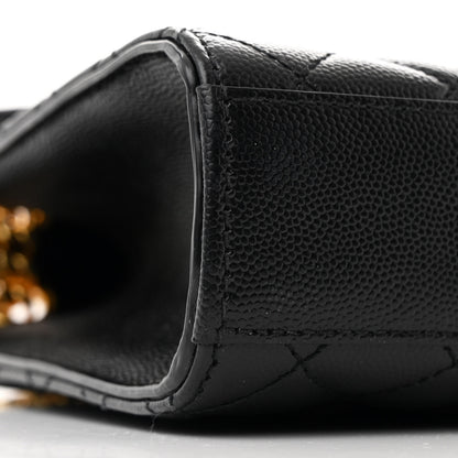 Saint Laurent Grain De Poudre Textured Mixed Matelasse Triquilt Medium Monogram Satchel Black 9 of 11