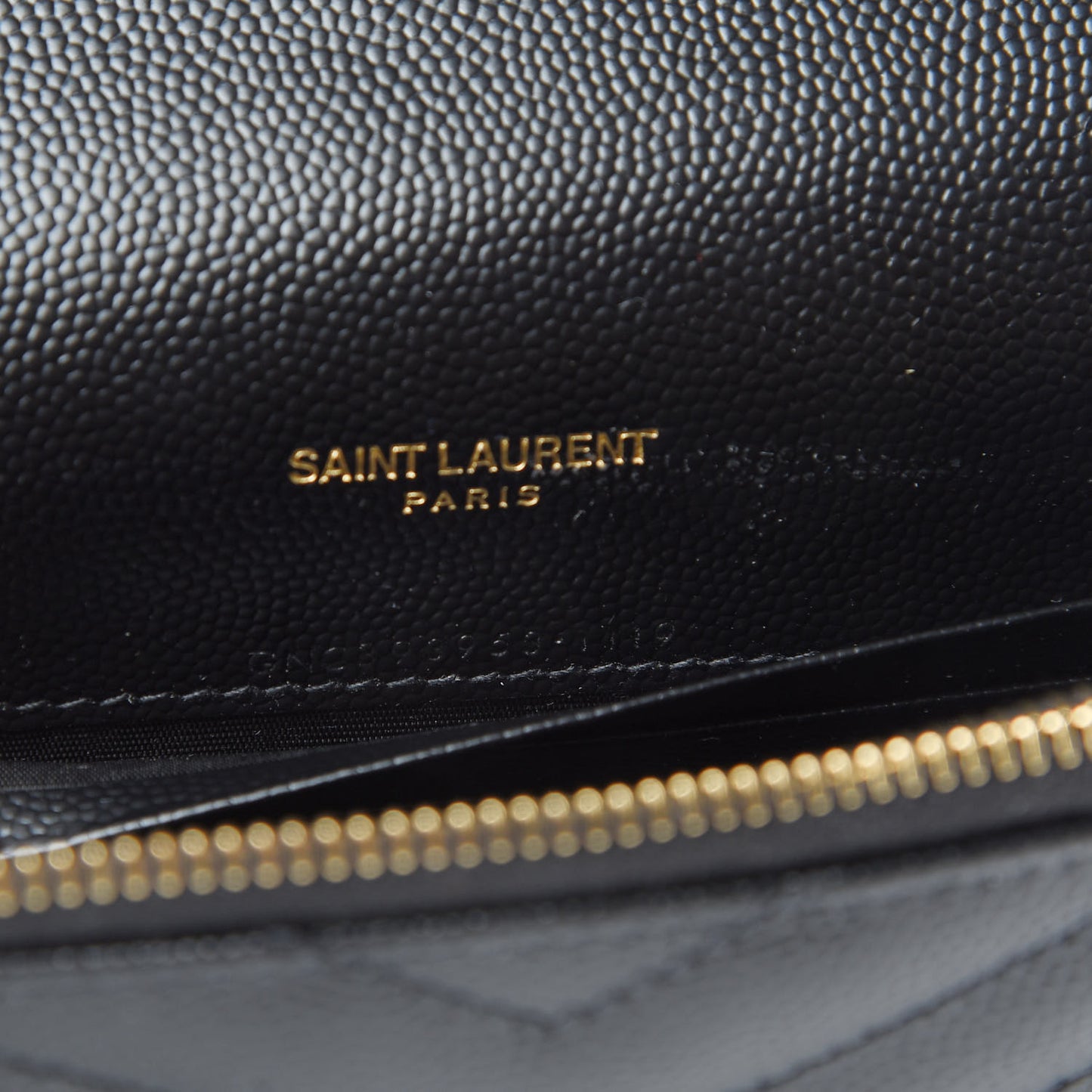Grain De Poudre Matelasse Chevron Monogram Envelope Chain Wallet Black