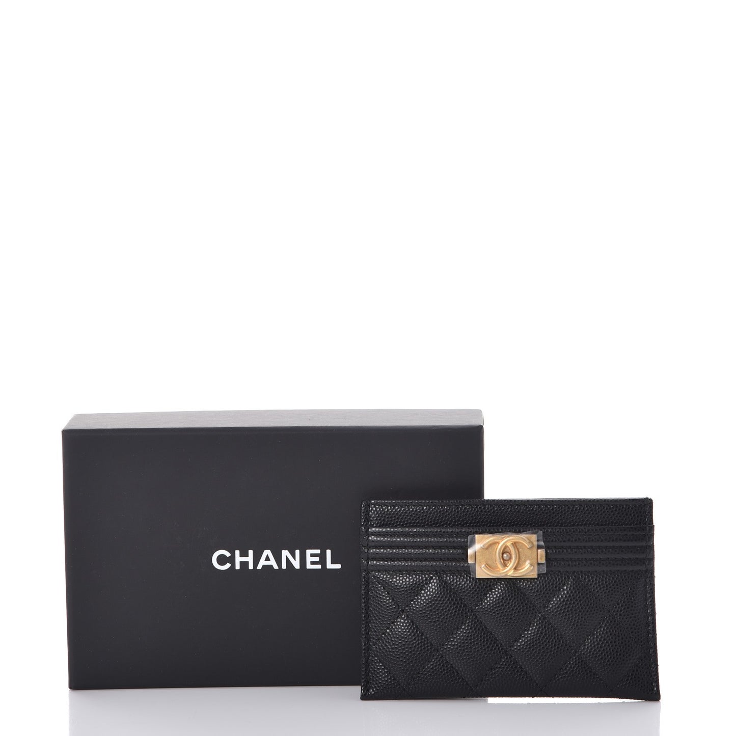 Caviar Quilted Boy Card Holder Black