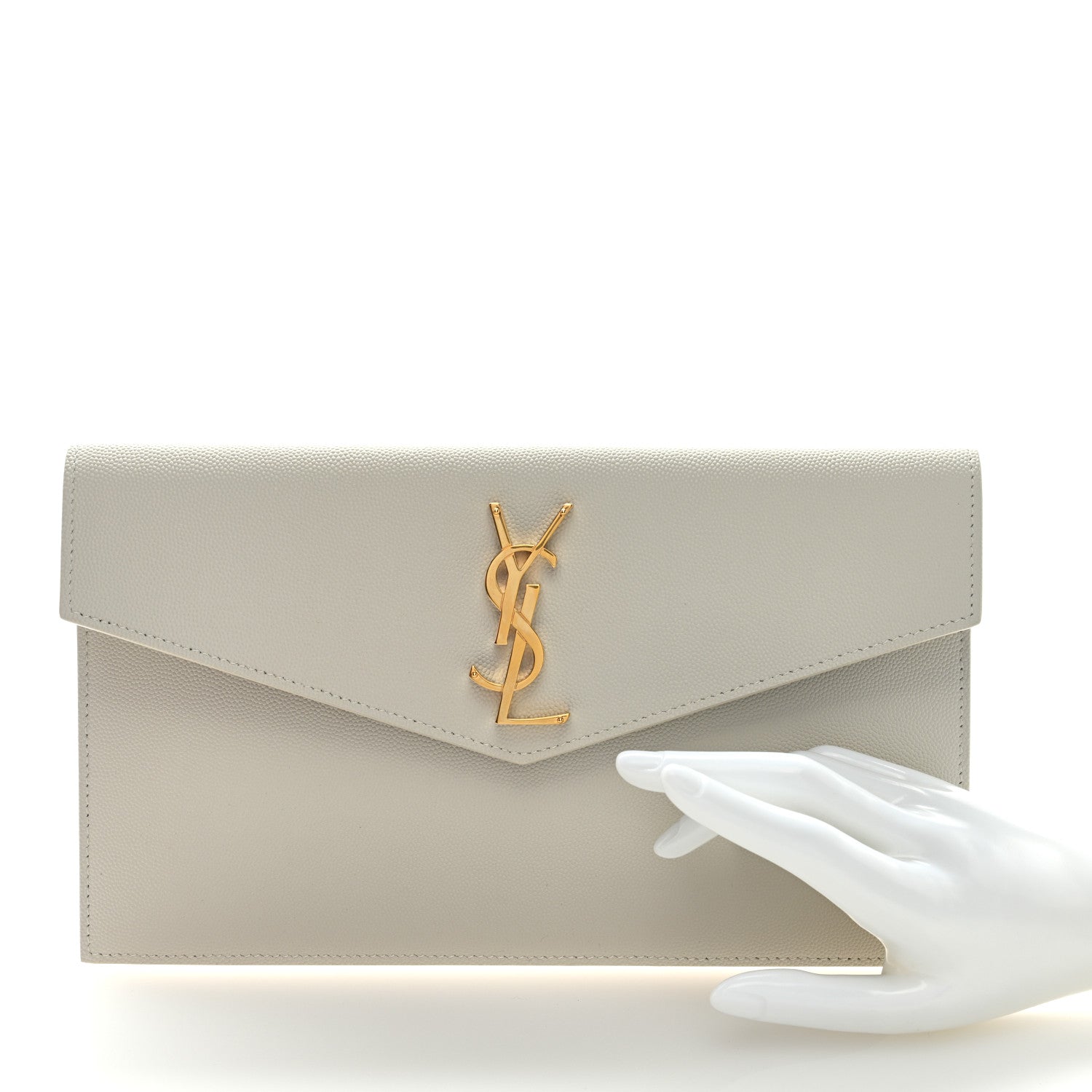 Saint Laurent Grain De Poudre Uptown Pouch Blanc Vintage 2 of 6