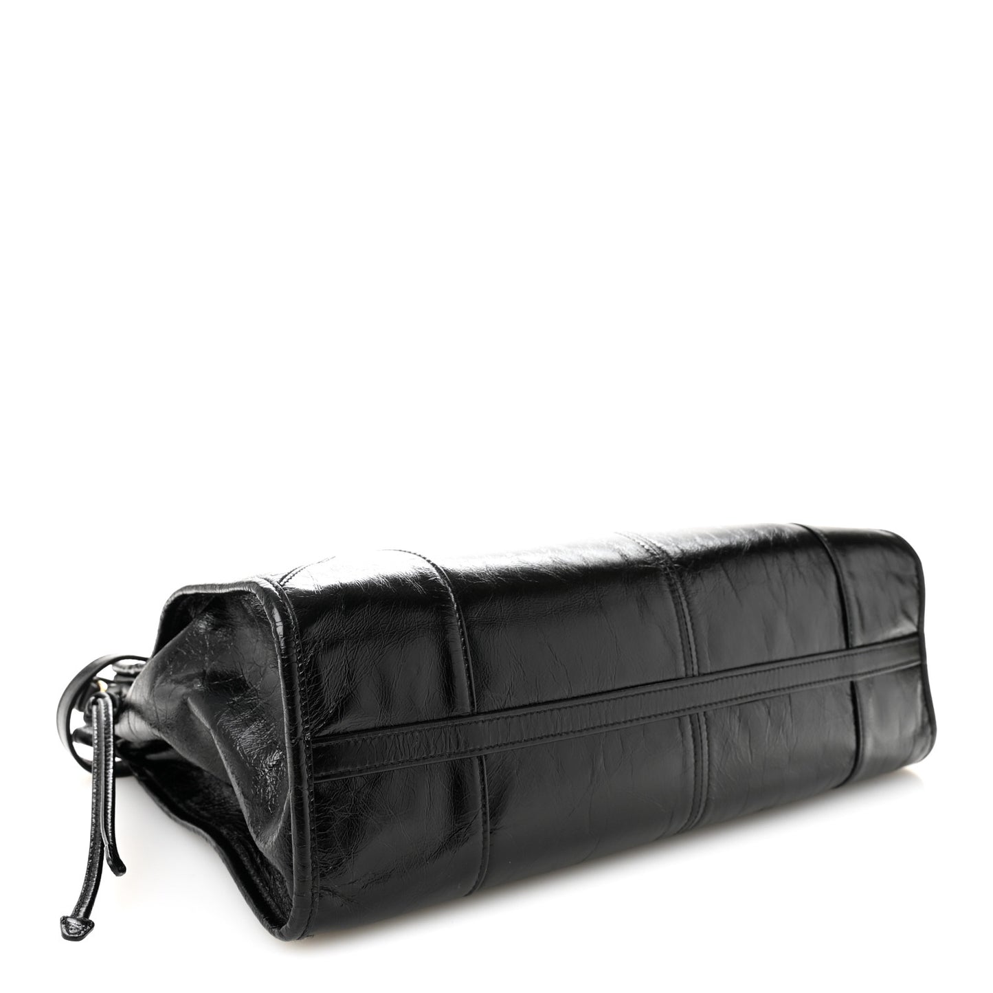 Glossy Calfskin Triangle Large Bonnie Shoulder Bag Black