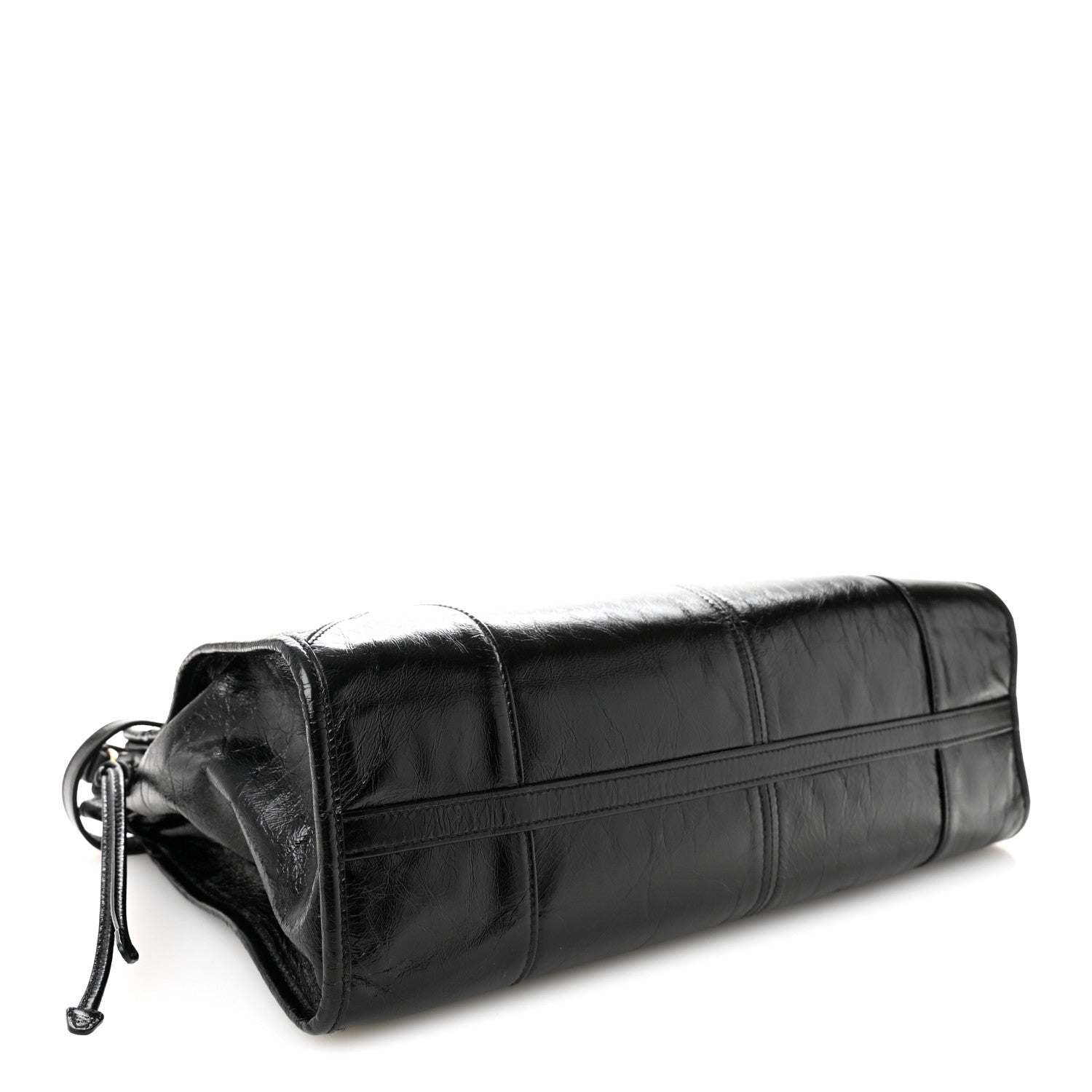 Prada Glossy Calfskin Triangle Large Bonnie Shoulder Bag Black 7 of 19