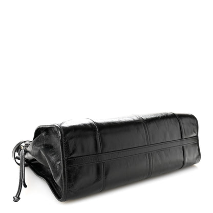Prada Glossy Calfskin Triangle Large Bonnie Shoulder Bag Black 7 of 19