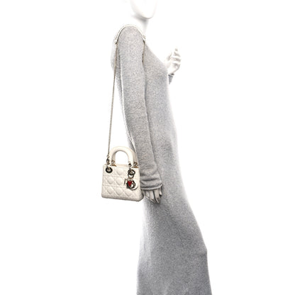 Christian Dior Calfskin Cannage Dioramour Mini Lady Dior White 2 of 10