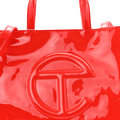 Telfar Patent Vegan Leather Medium Shopping Bag Red 8 of 10