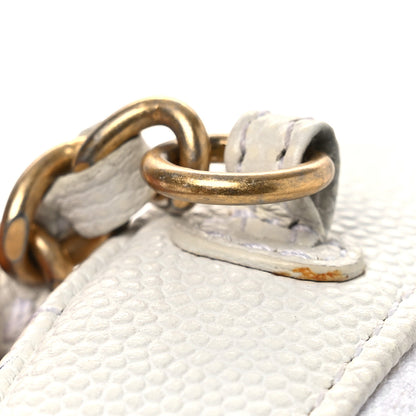 Chanel Caviar Quilted Chain Handle Round Clutch With Chain Bag  White 13 of 13