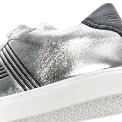 Hermes Metallic Calfskin Womens Avantage Sneakers 36.5 Gris Argente Black 15 of 22