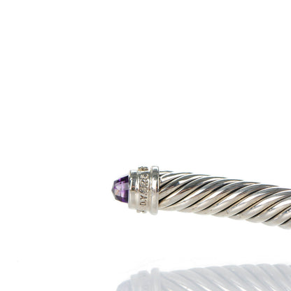 David Yurman Sterling Silver Diamond Amethyst 5mm Cable Classics Bracelet 5 of 5