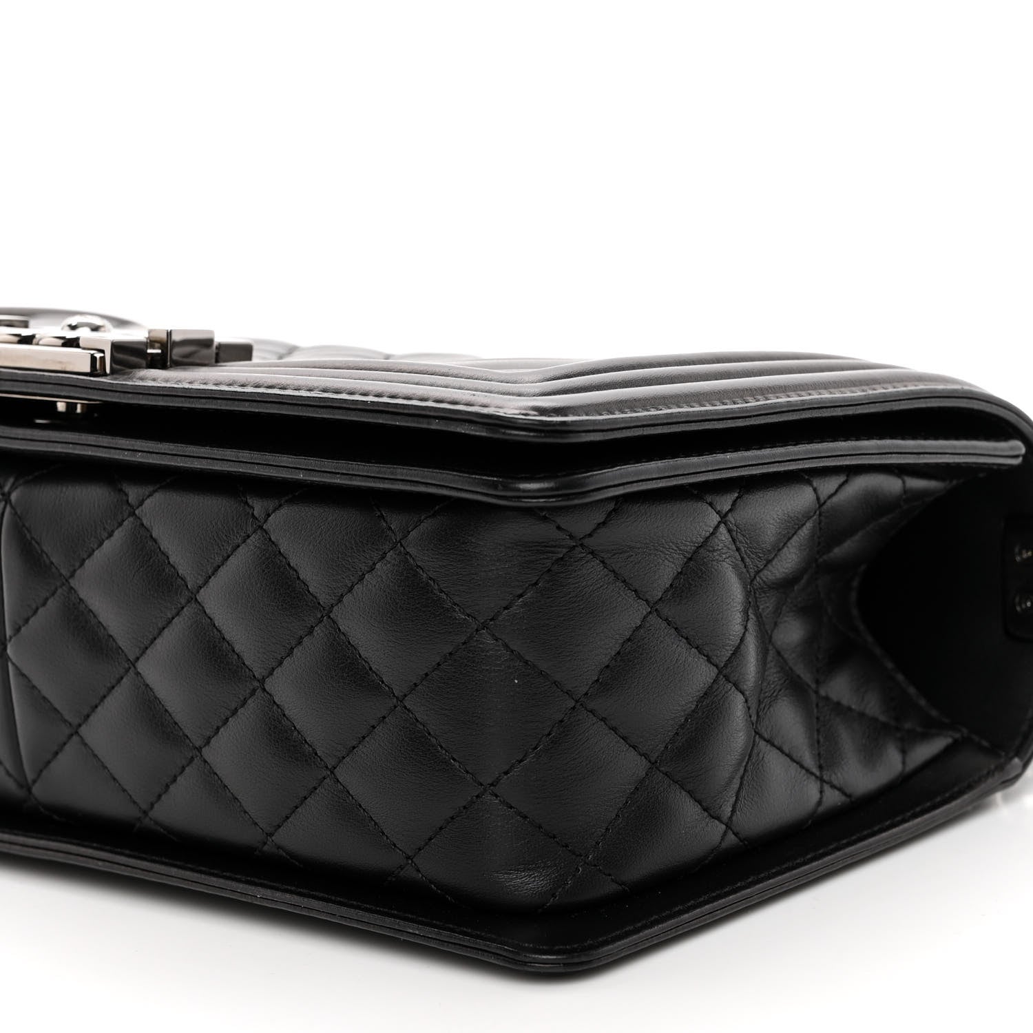 Chanel Calfskin Chevron Quilted Medium Boy Flap Black 10 of 10