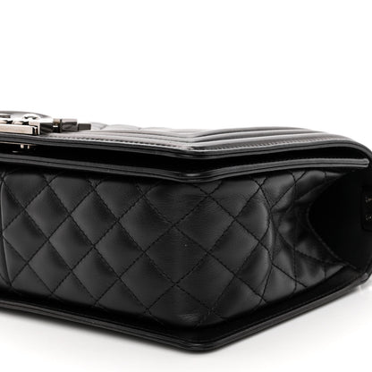 Chanel Calfskin Chevron Quilted Medium Boy Flap Black 10 of 10