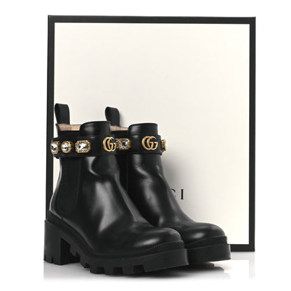 Gucci Calfskin Crystal GG Trip Chelsea Ankle Boots 35.5 Black 13 of 13