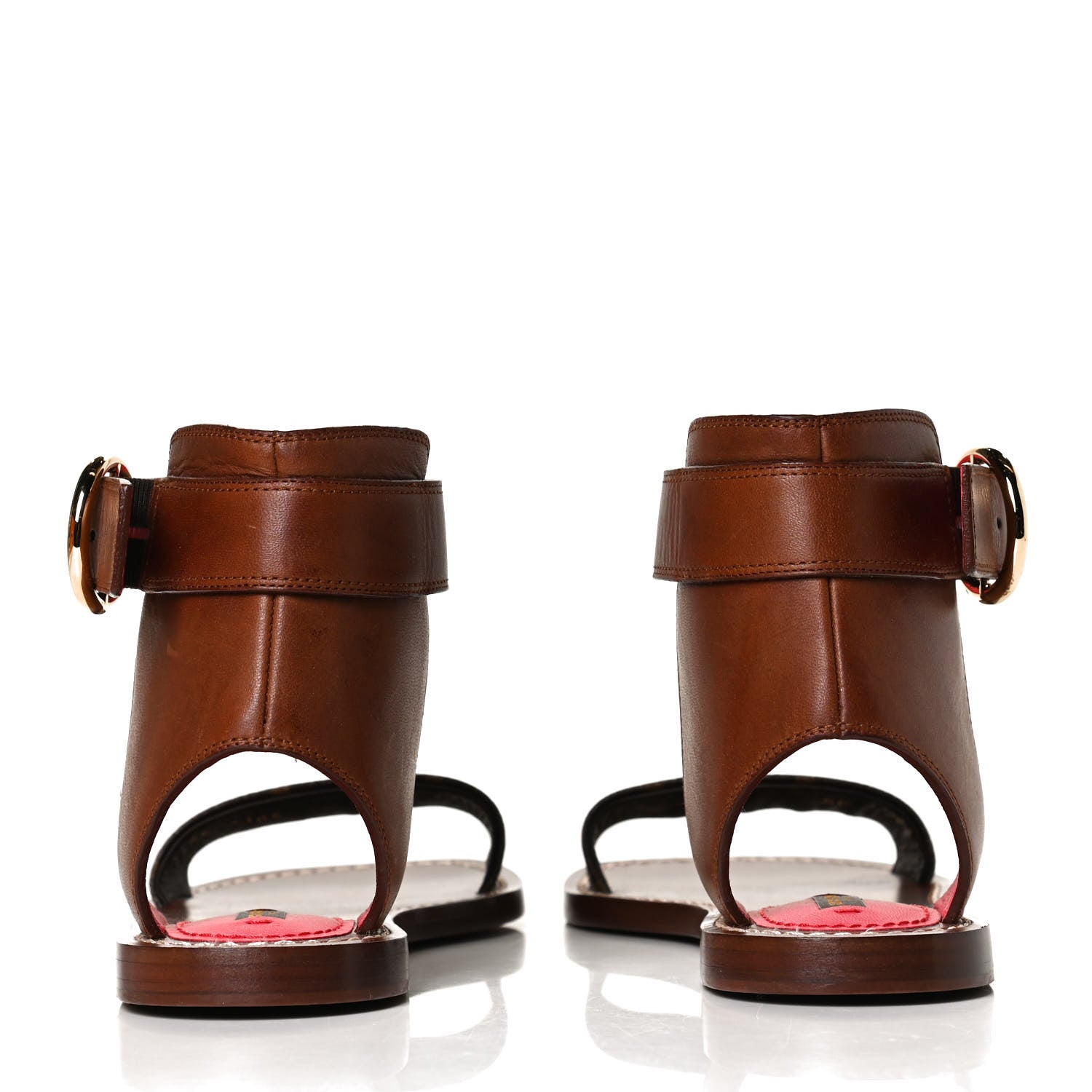 Louis Vuitton Calfskin Monogram Ocean Drive Flat Sandals 37.5 Cognac 6 of 13