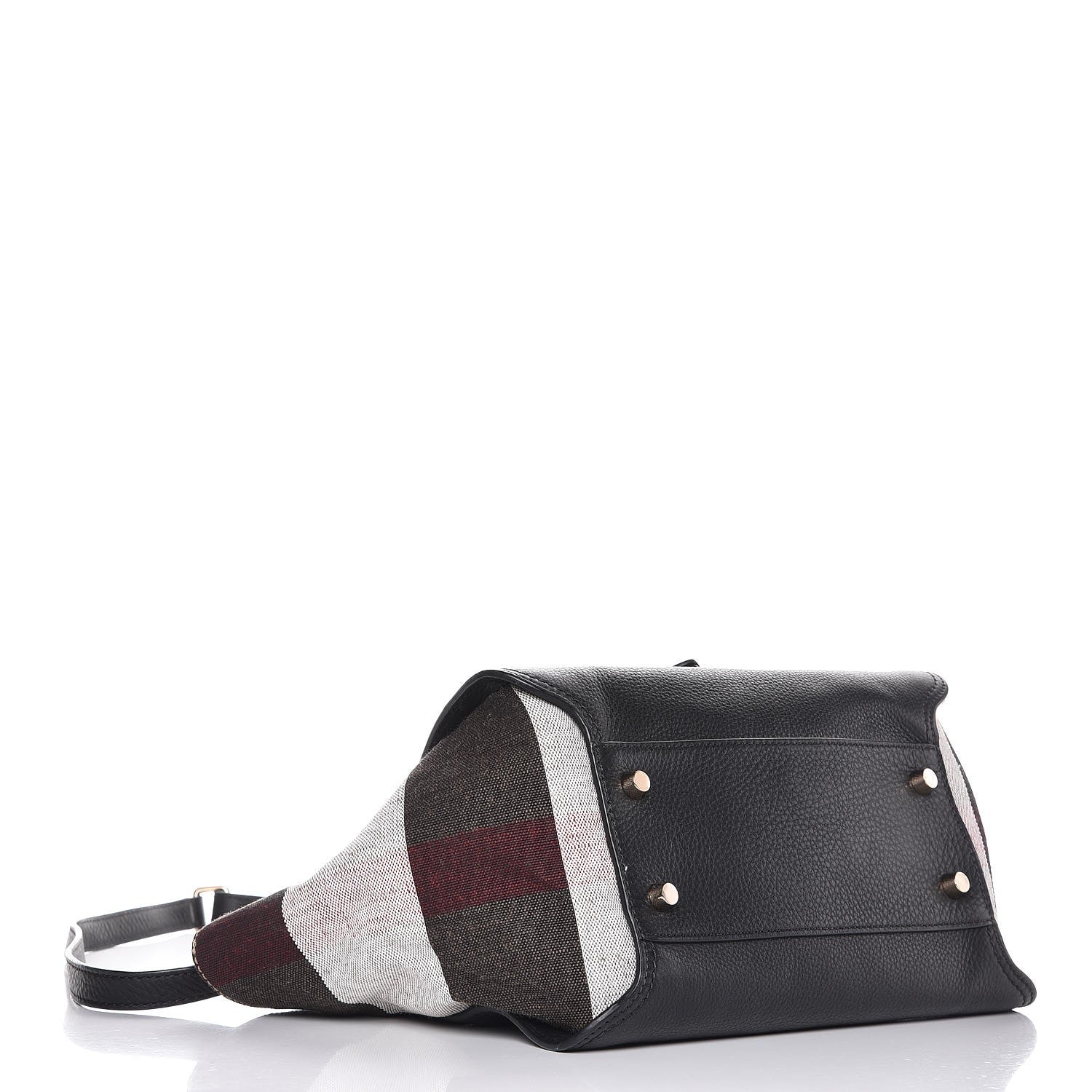 Burberry Mega Check Grained Calfskin Medium Harcourt Satchel Black 4 of 12