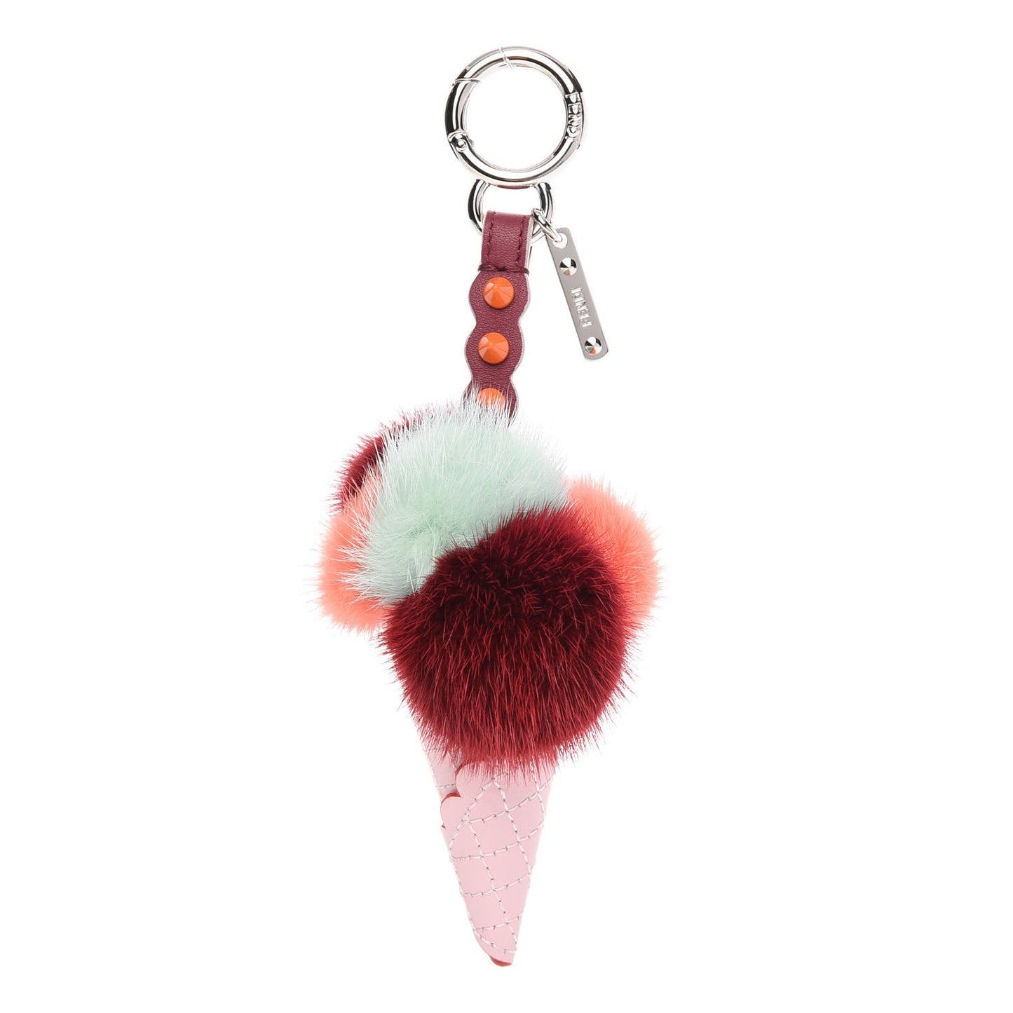 Mink Fur Calfskin Fun Fair Bag Charm Multicolor