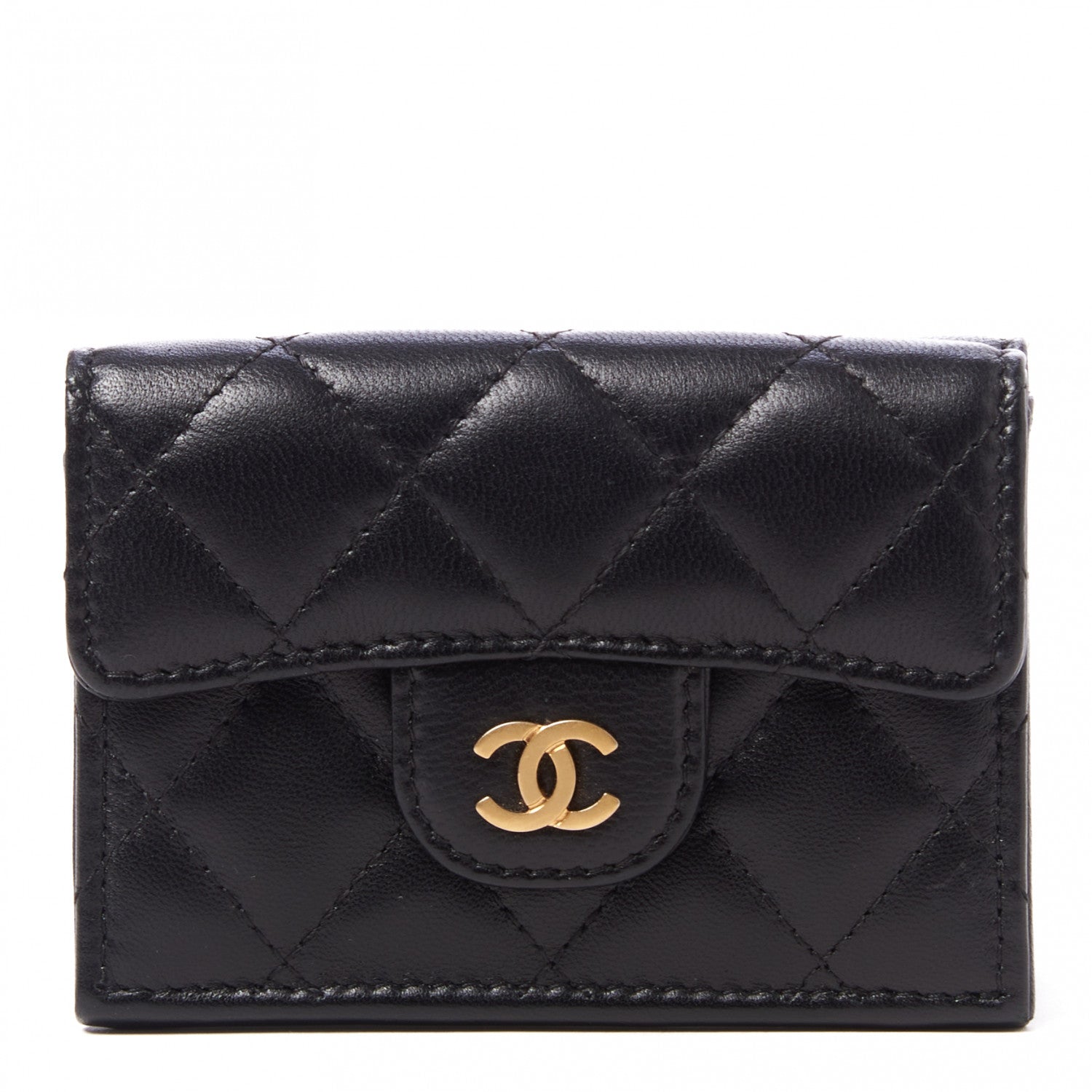 Chanel Lambskin Quilted Double Flap Wallet Black 1 of 9
