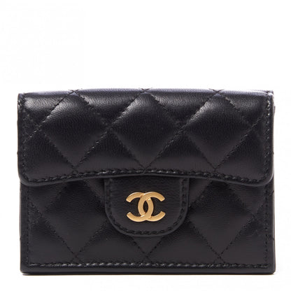 Chanel Lambskin Quilted Double Flap Wallet Black 1 of 9
