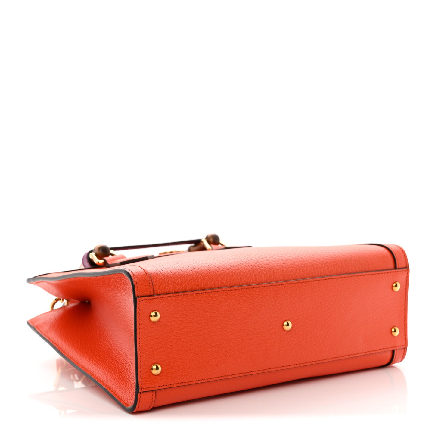 Textured Dollar Calfskin Web Small Diana Tote Bag Deep Orange Spicy Cyclamin