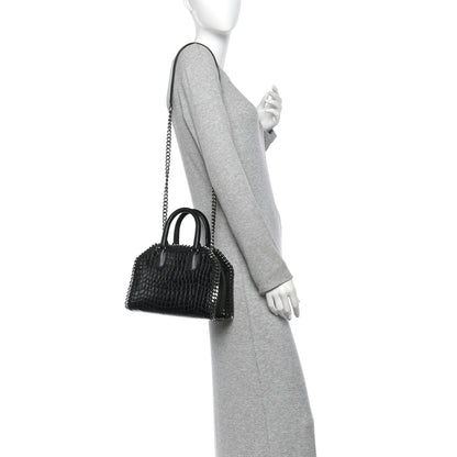 Stella McCartney Faux Leather Crocodile Embossed Mini Falabella Box Top Handle Bag Black 2 of 9