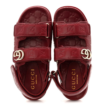 Gucci Guccissima GG Embossed Womens Sandals 39.5 Rosso Ancora 2 of 10