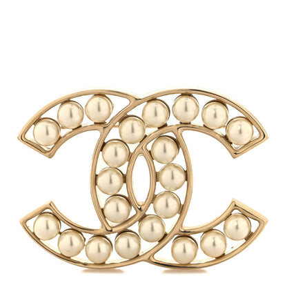 Chanel Pearl CC Brooch Light Gold 1 of 3