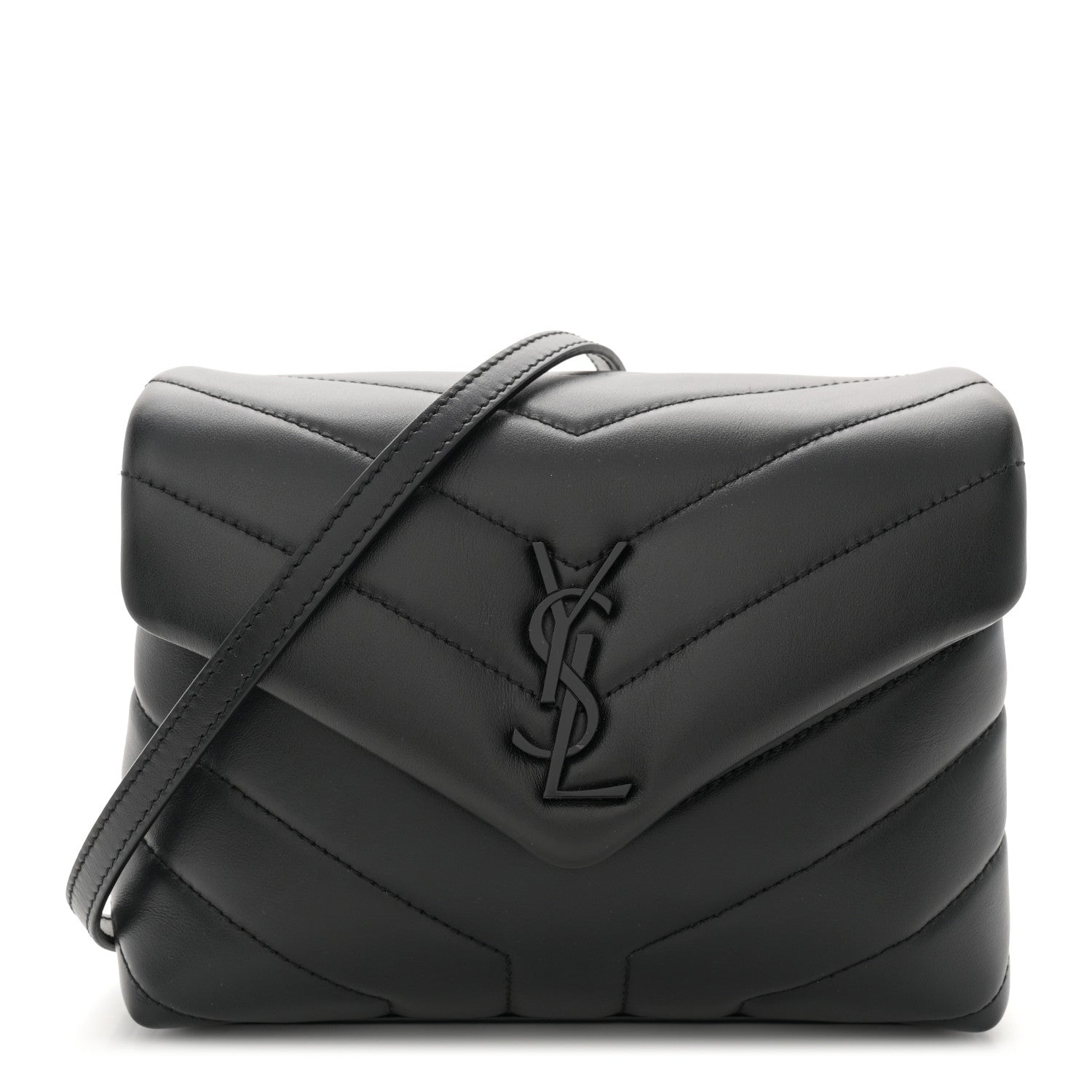 Saint Laurent Calfskin Y Quilted Monogram Monochrome Toy Loulou Crossbody Bag Black 1 of 11