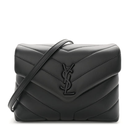 Saint Laurent Calfskin Y Quilted Monogram Monochrome Toy Loulou Crossbody Bag Black 1 of 11