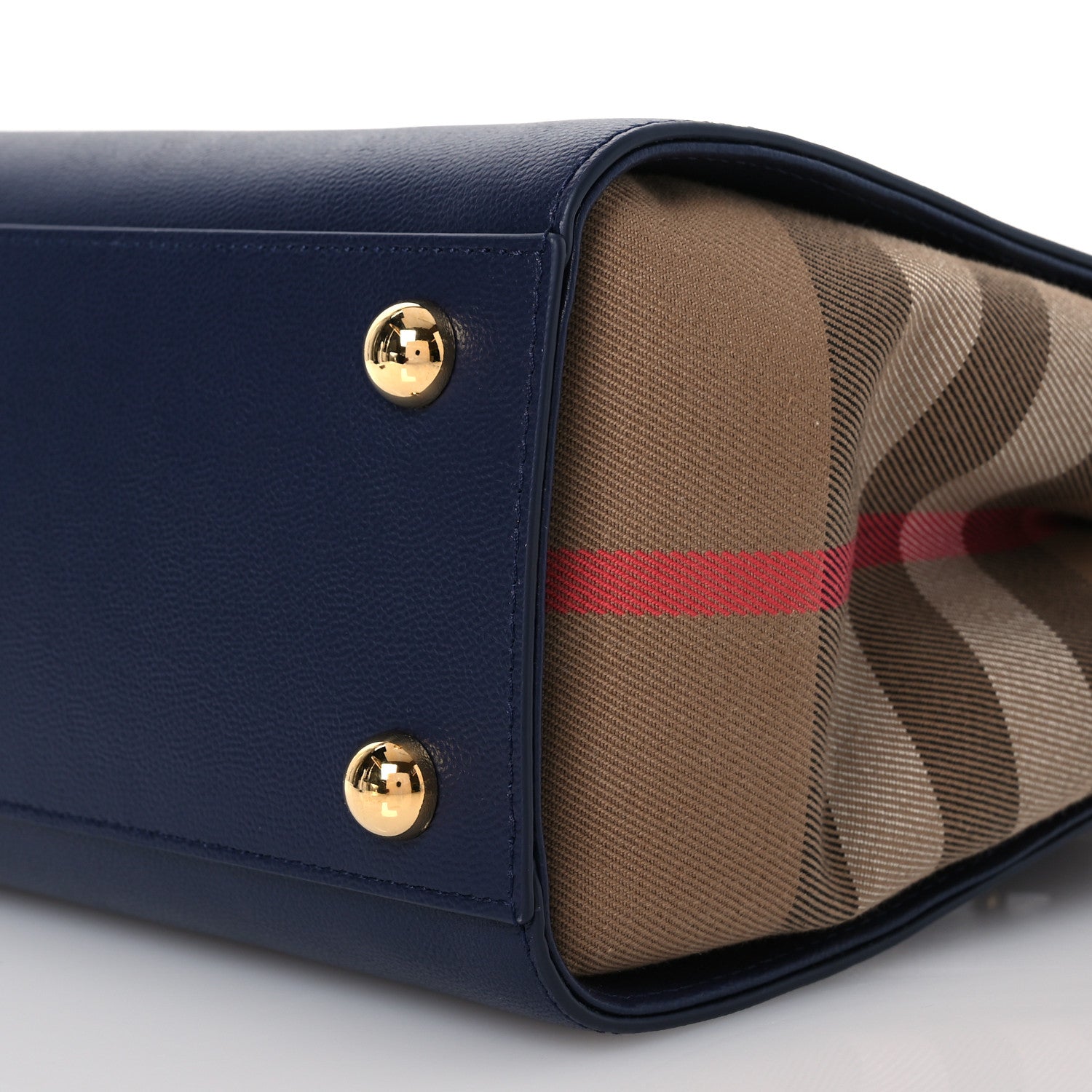 Burberry Calfskin Mega Check Mini Banwell Tote Dark Canvas Blue 12 of 13